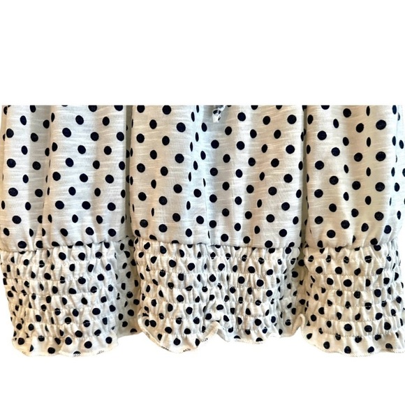 LENA, LADIES TOP. WHITE WITH BLACK POLKA DOTS. SIZE P/M - Picture 2 of 5